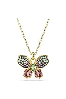 Gold Plated Multi-Colored Swarovski Pendant Necklace