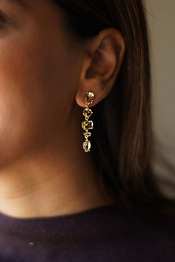 Gold Plated Yellow Swarovski Detachable Dangler Earrings