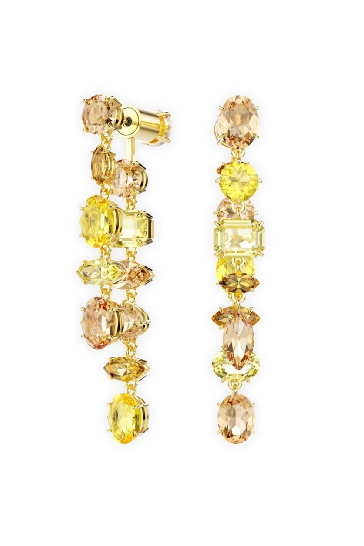Gold Plated Yellow Swarovski Detachable Dangler Earrings