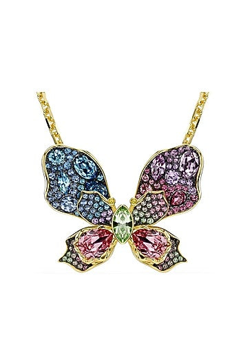 Gold Plated Multi-Colored Swarovski Pendant Necklace