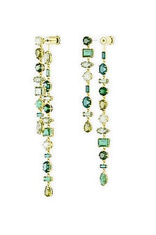 Gold Plated Green Swarovski Detachable Dangler Earrings