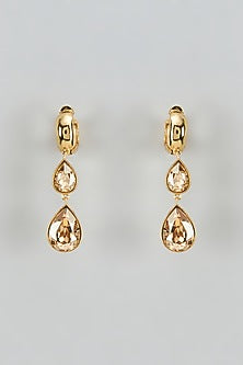 Gold Finish Swarovski Forever Yours Dangler Earrings