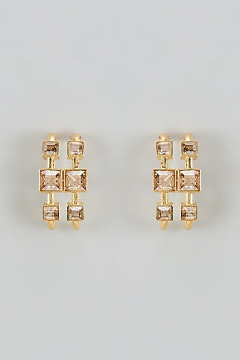 Gold Finish Swarovski Crimson Cascade Dangler Earrings