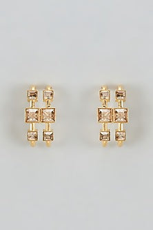 Gold Finish Swarovski Crimson Cascade Dangler Earrings