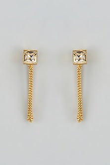 Gold Finish Swarovski Velvet Veil Dangler Earrings