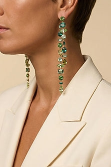 Gold Plated Emerald & Swarovski Dangler Earrings