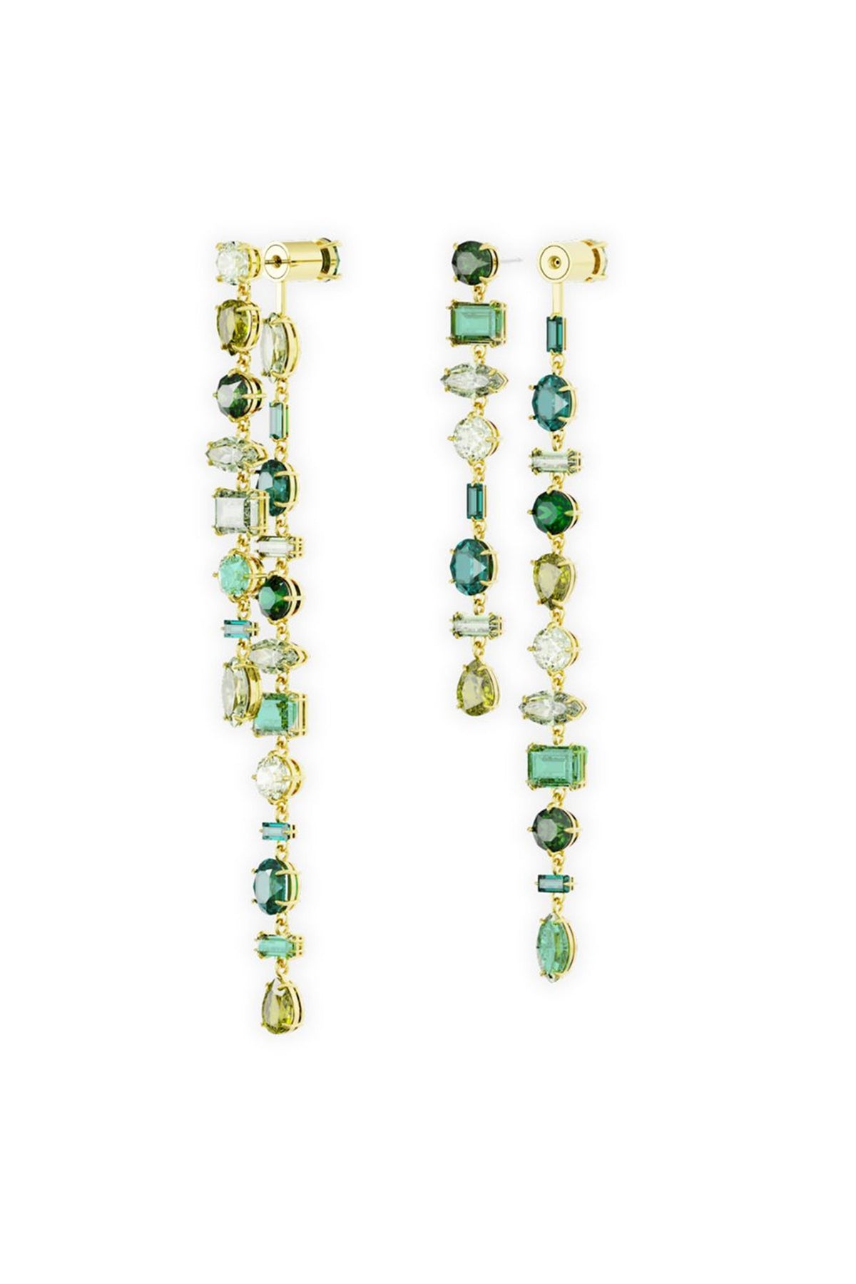 Gold Plated Emerald & Swarovski Dangler Earrings