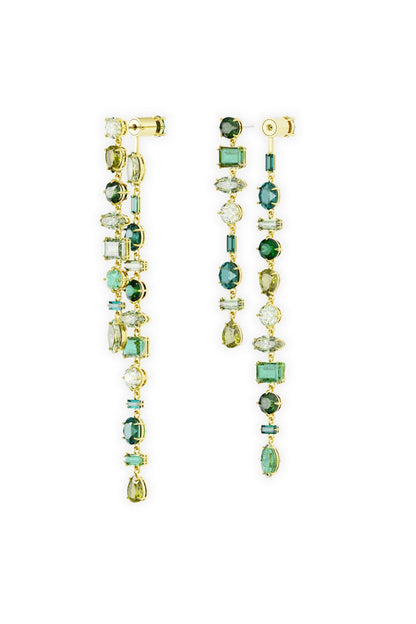 Gold Plated Emerald & Swarovski Dangler Earrings