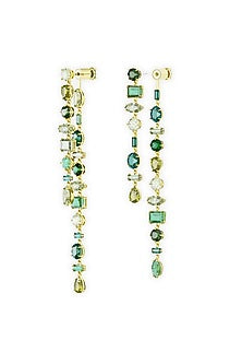 Gold Plated Emerald & Swarovski Dangler Earrings