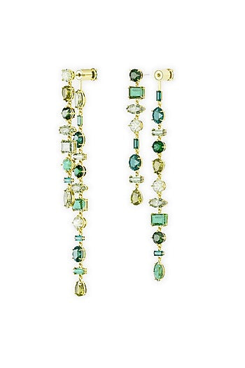 Gold Plated Emerald & Swarovski Dangler Earrings