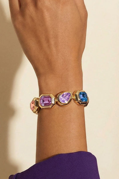 Gold Plated Multi-Colored Swarovski Crystal Bracelet