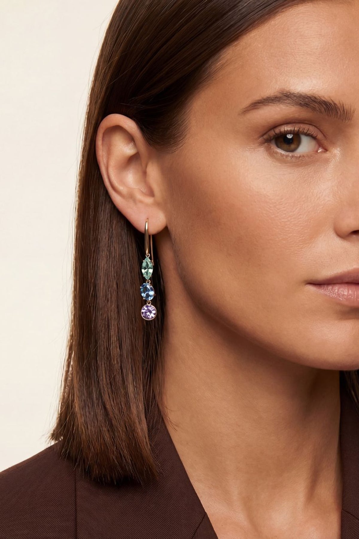 Gold Plated Multi-Colored Swarovski Crystal Dangler Earrings