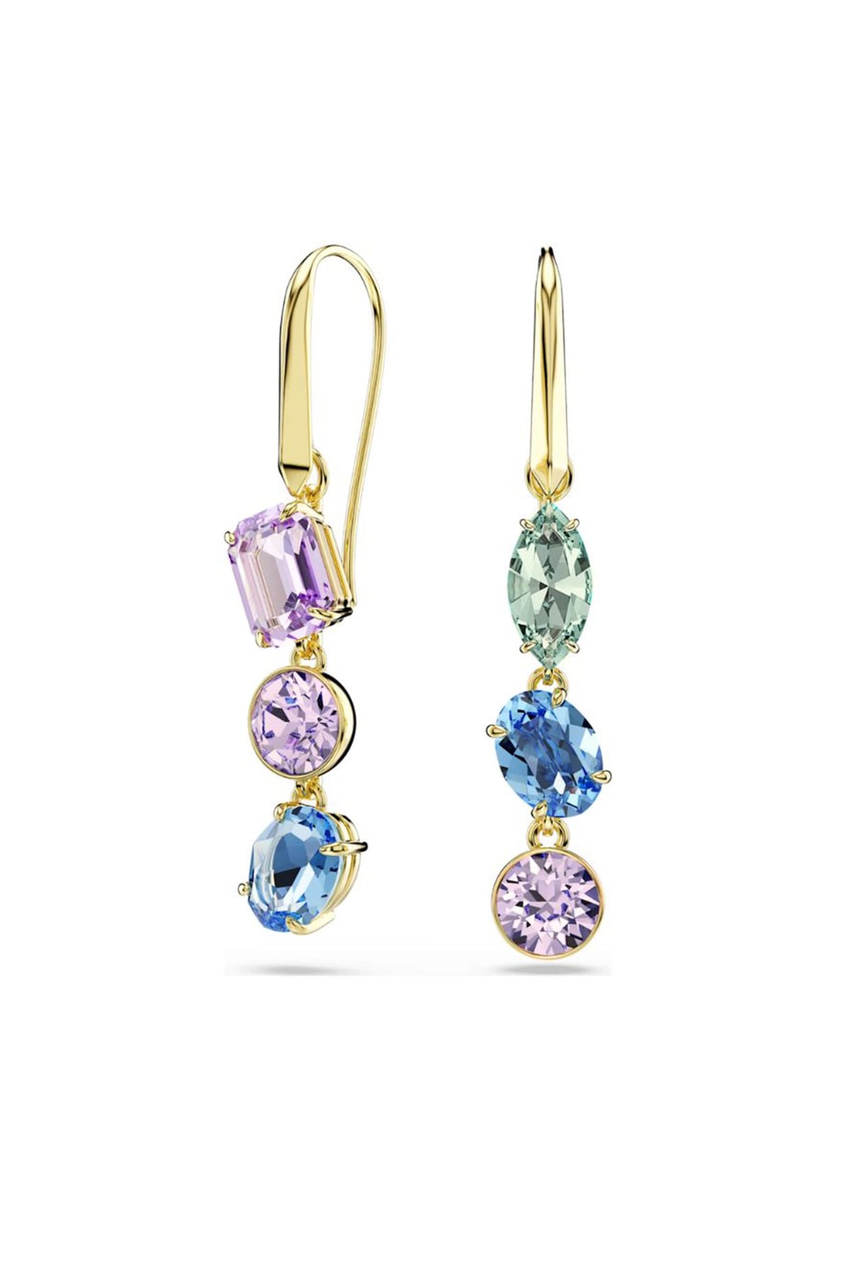Gold Plated Multi-Colored Swarovski Crystal Dangler Earrings