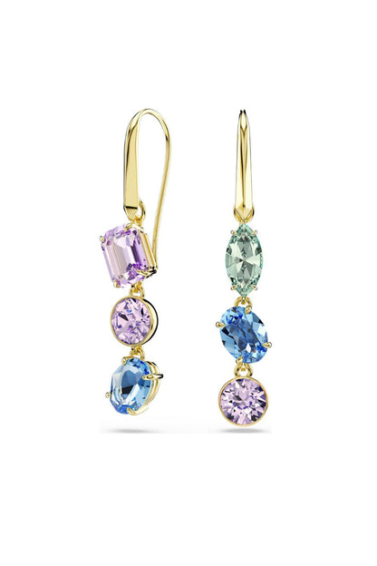 Gold Plated Multi-Colored Swarovski Crystal Dangler Earrings