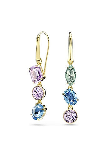 Gold Plated Multi-Colored Swarovski Crystal Dangler Earrings