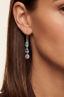 Gold Plated Multi-Colored Swarovski Crystal Dangler Earrings