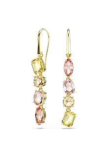 Gold Plated Multi-Colored Swarovski Crystal Dangler Earrings