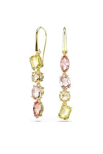 Gold Plated Multi-Colored Swarovski Crystal Dangler Earrings