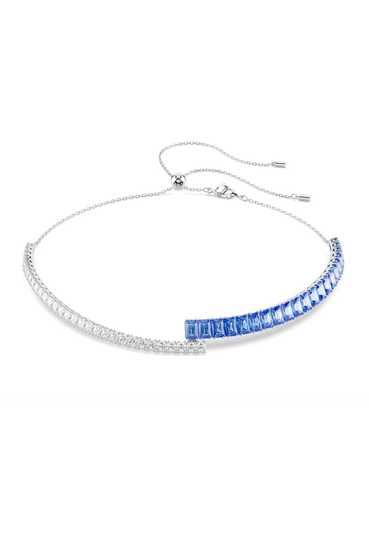 Gold Plated Blue & White Swarovski Crystal Necklace