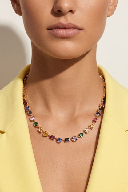 Gold Plated Multi-Colored Swarovski Crystal Necklace