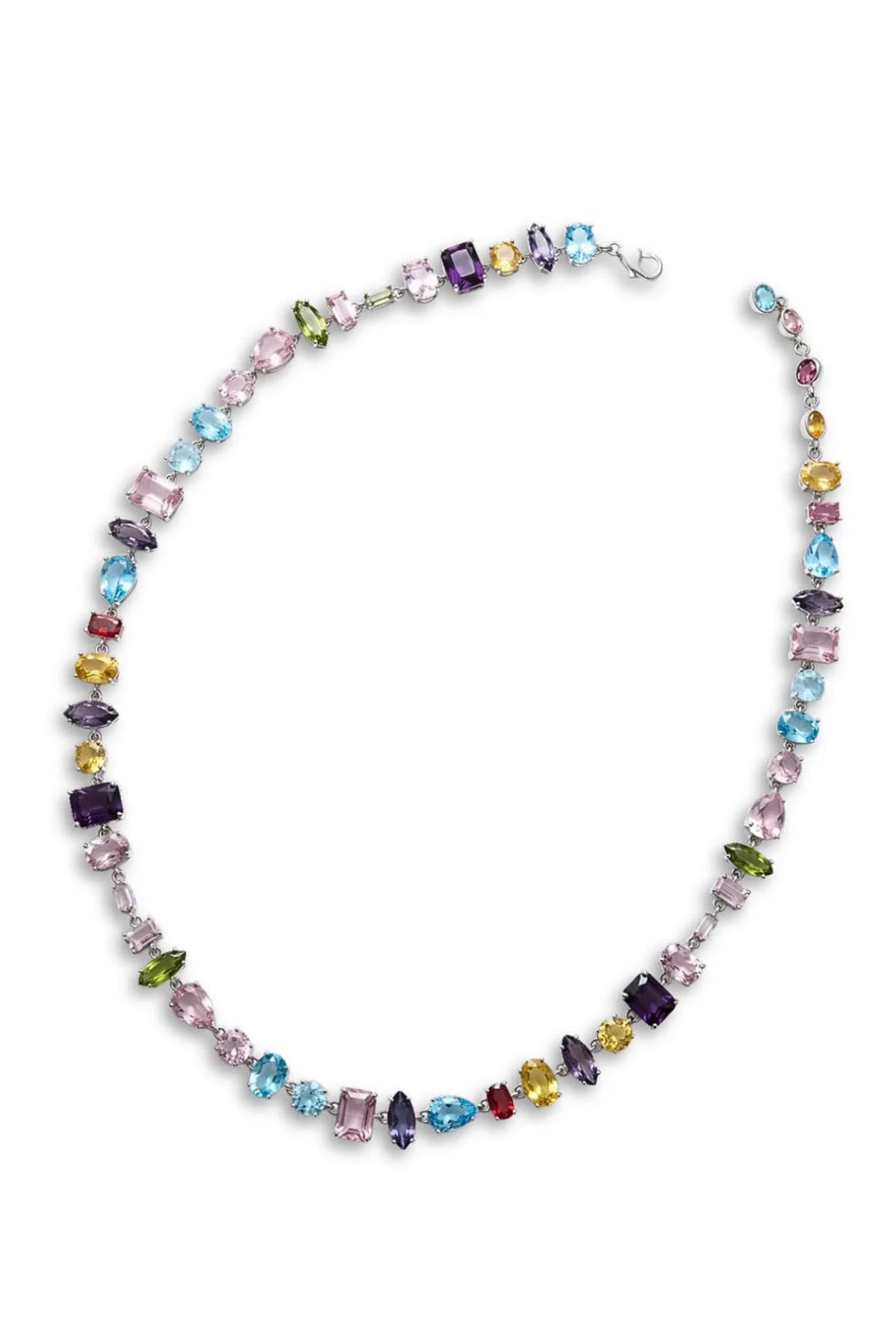 White Finish Multi-Colored Swarovski Crystal Necklace