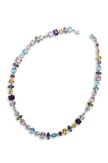 White Finish Multi-Colored Swarovski Crystal Necklace