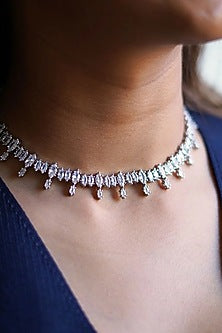 Silver Finish Swarovski Crystal Necklace