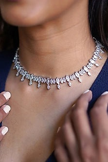 Silver Finish Swarovski Crystal Necklace