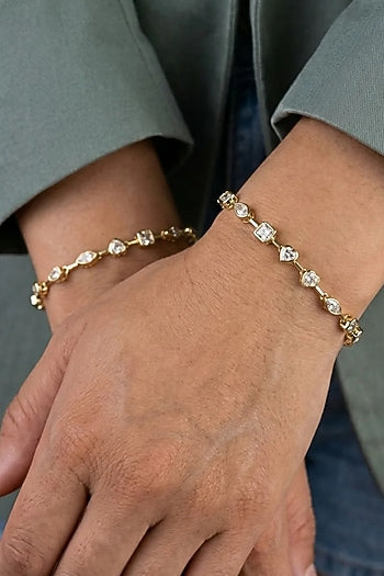 Gold Finish Swarovski Crystal Openable Bracelet