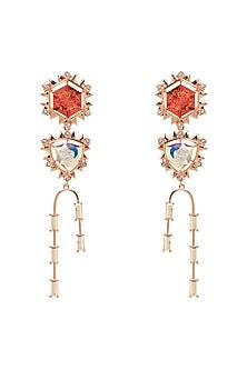 Rose Gold Finish Dangler Earrings Swarovski Crystals