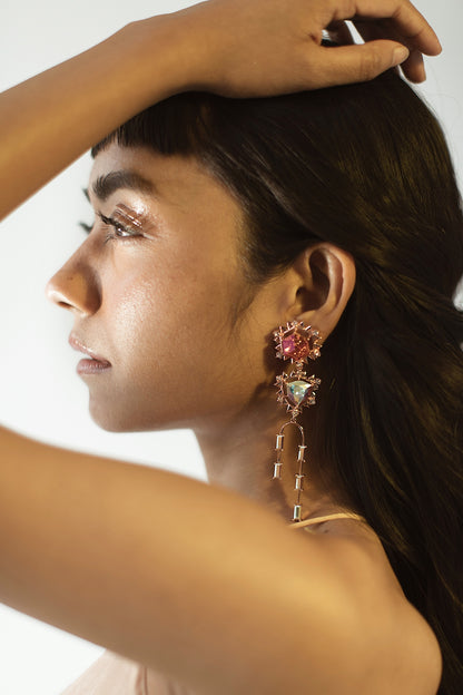 Rose Gold Finish Dangler Earrings Swarovski Crystals