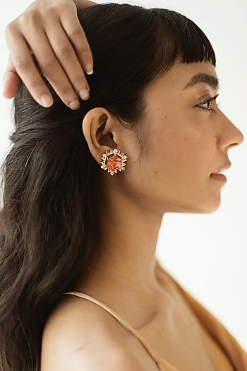 Rose Gold Finish Dangler Earrings Swarovski Crystals