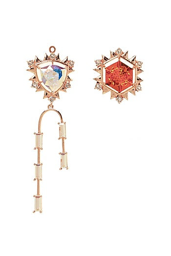 Rose Gold Finish Dangler Earrings Swarovski Crystals