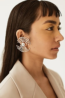 Gold Finish Earrings With Swarovski Crystals