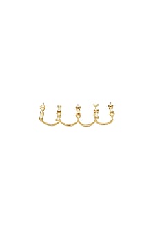 Gold Finish Swarovski Crystal Four Finger Ring