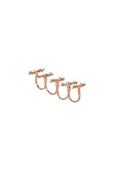 Rose Gold Finish Swarovski Crystal Four Finger Ring