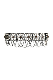 Gunmetal Handcrafted Choker Necklace With Swarovski Crystals