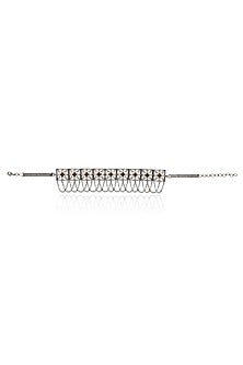 Gunmetal Handcrafted Choker Necklace With Swarovski Crystals