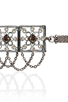 Gunmetal Handcrafted Choker Necklace With Swarovski Crystals