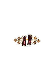 Gold Finish Swarovski & Baguette Ring