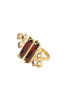 Gold Finish Swarovski & Baguette Ring
