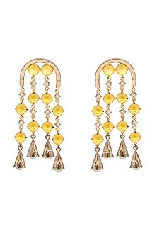 Gold Finish Swarovski Crystals Dangler Earrings