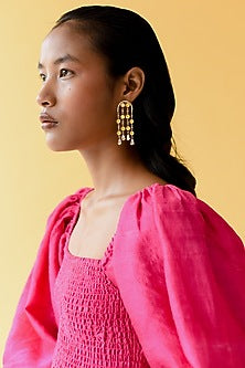 Gold Finish Swarovski Crystals Dangler Earrings