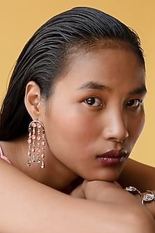 Rose Gold Finish Swarovski Crystal Dangler Earrings