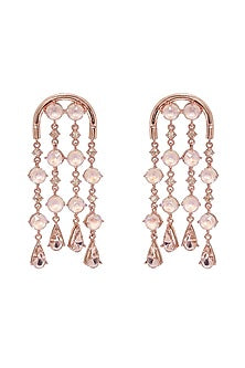 Rose Gold Finish Pink Swarovski Crystal Earrings