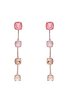 Rose Gold Finish Pink Swarovski Crystal Earrings