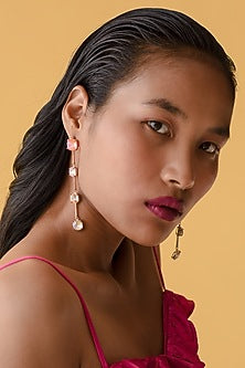 Rose Gold Finish Pink Swarovski Crystal Earrings
