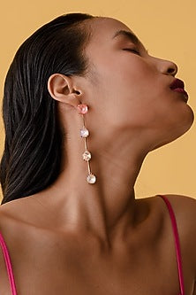 Rose Gold Finish Pink Swarovski Crystal Earrings