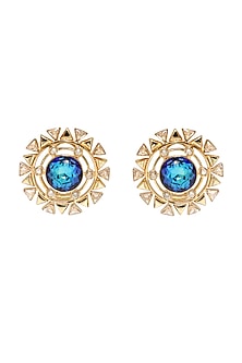 Gold Finish Swarovski Crystal Stud Earrings