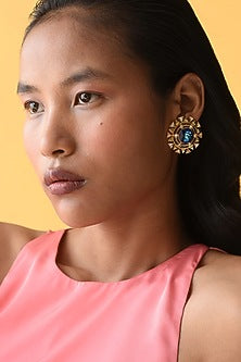 Gold Finish Swarovski Crystal Stud Earrings